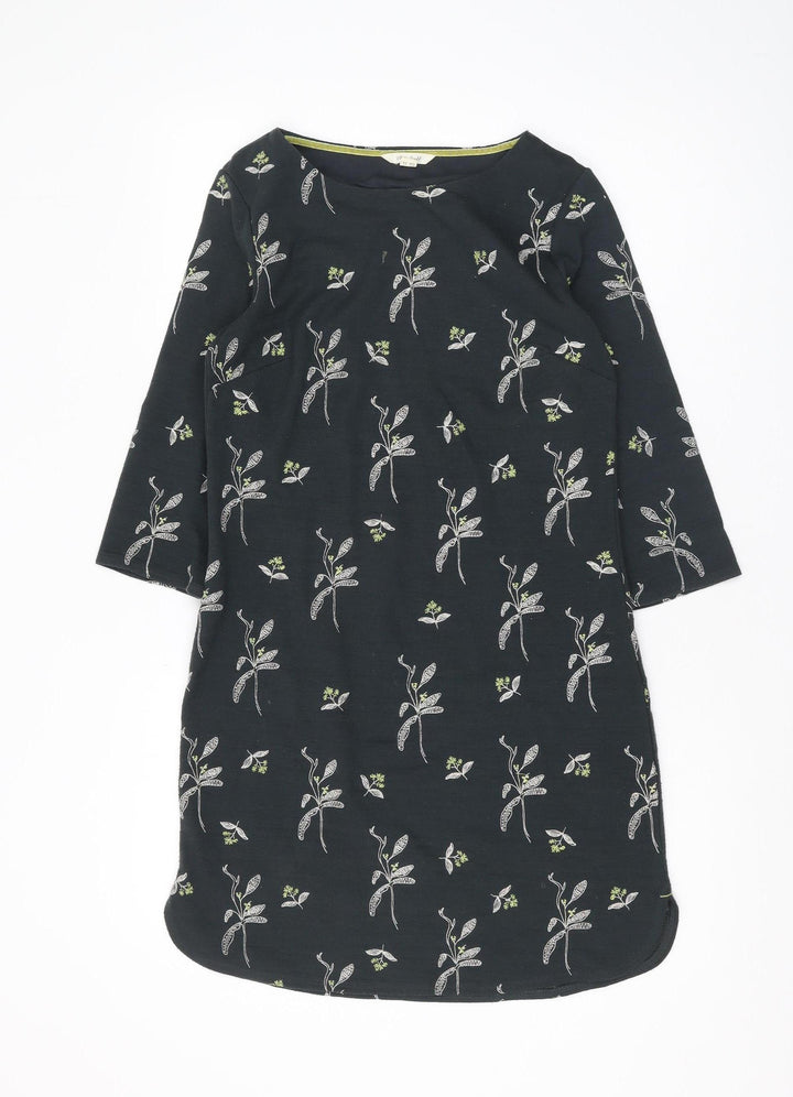 White Stuff Black Floral Shift Dress UK 8