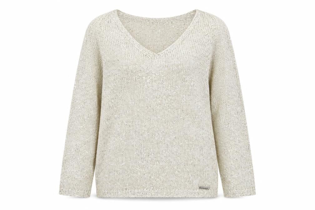 Front view of Daniel Hechter Women's Beige Sequin jumper S