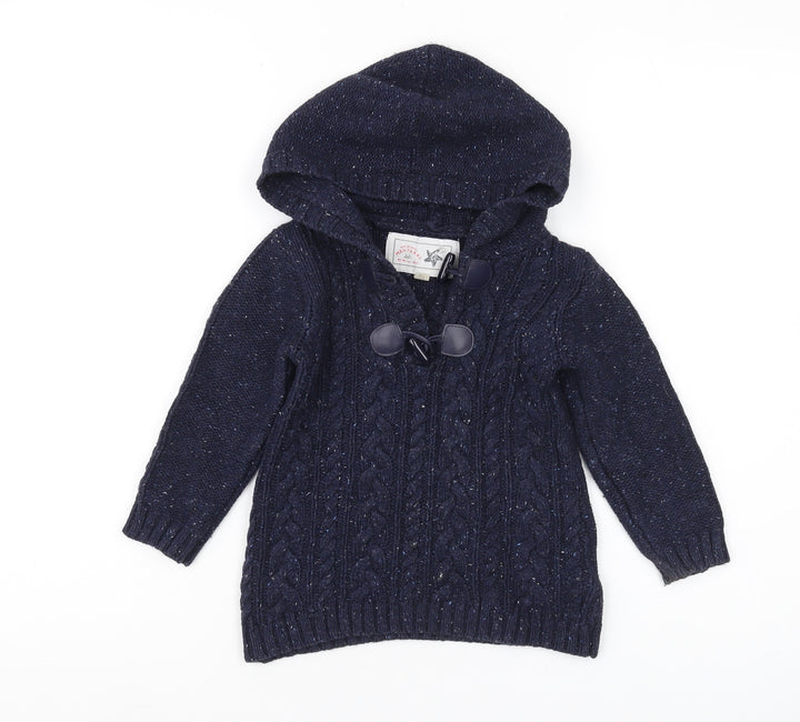 Mantaray Unisex Baby Blue Knit Hooded Pullover, 18-24 Months