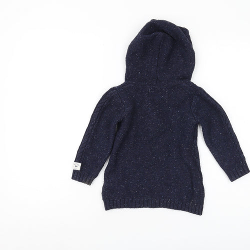 Mantaray Unisex Baby Blue Knit Hooded Pullover, 18-24 Months