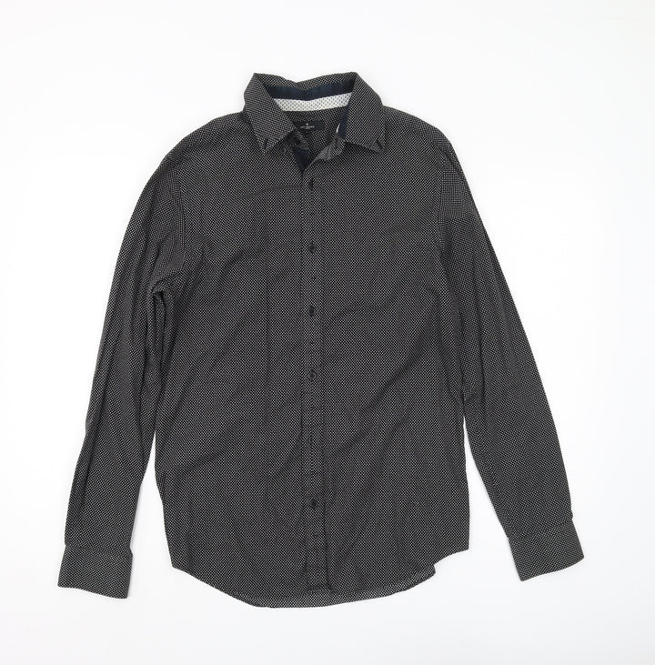 Jeff Banks Men's Black Geometric Shirt, S, Regular Fit