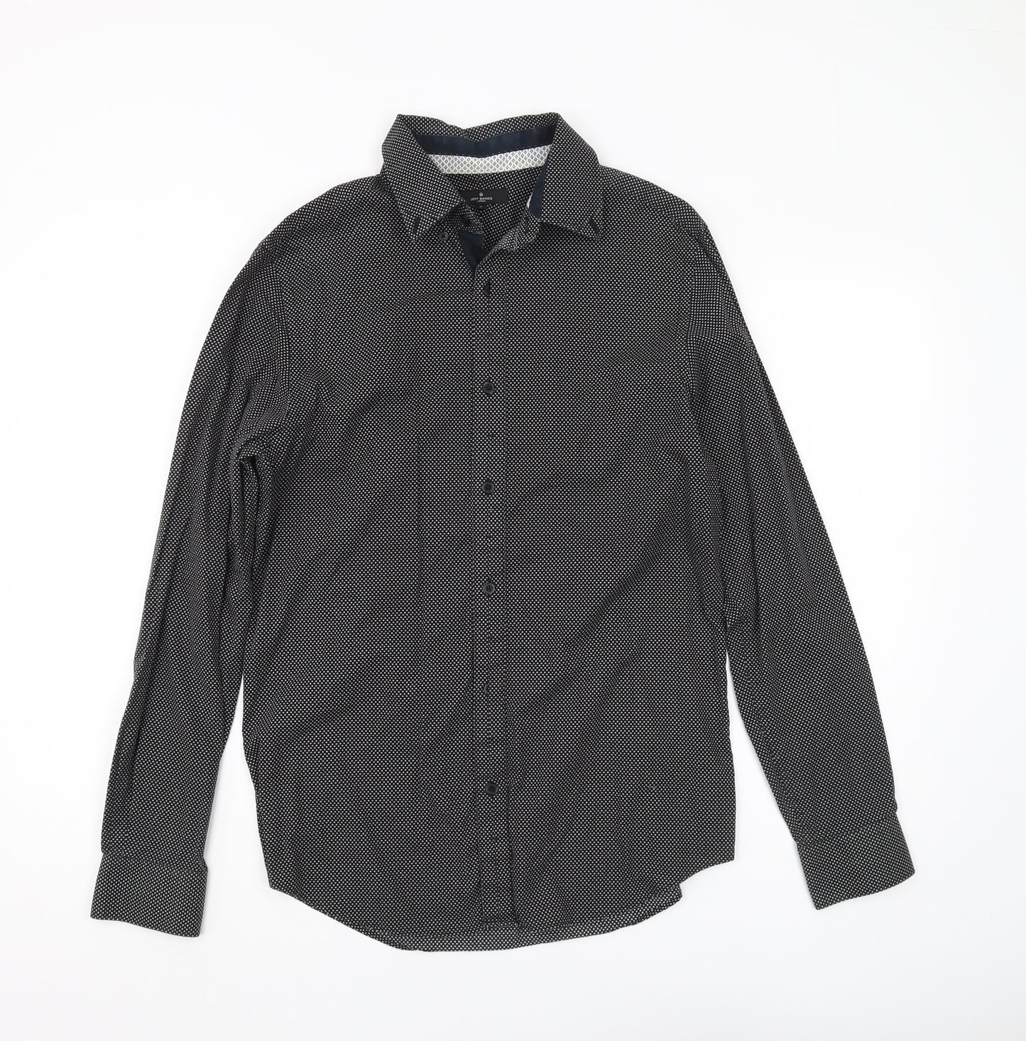 Jeff Banks Men's Black Geometric Shirt, S, Regular Fit