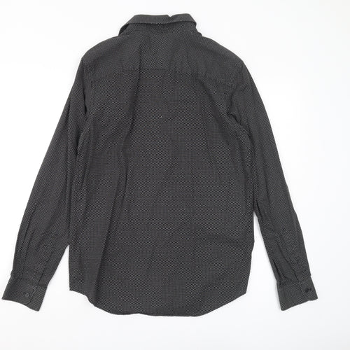 Jeff Banks Men's Black Geometric Shirt, S, Regular Fit