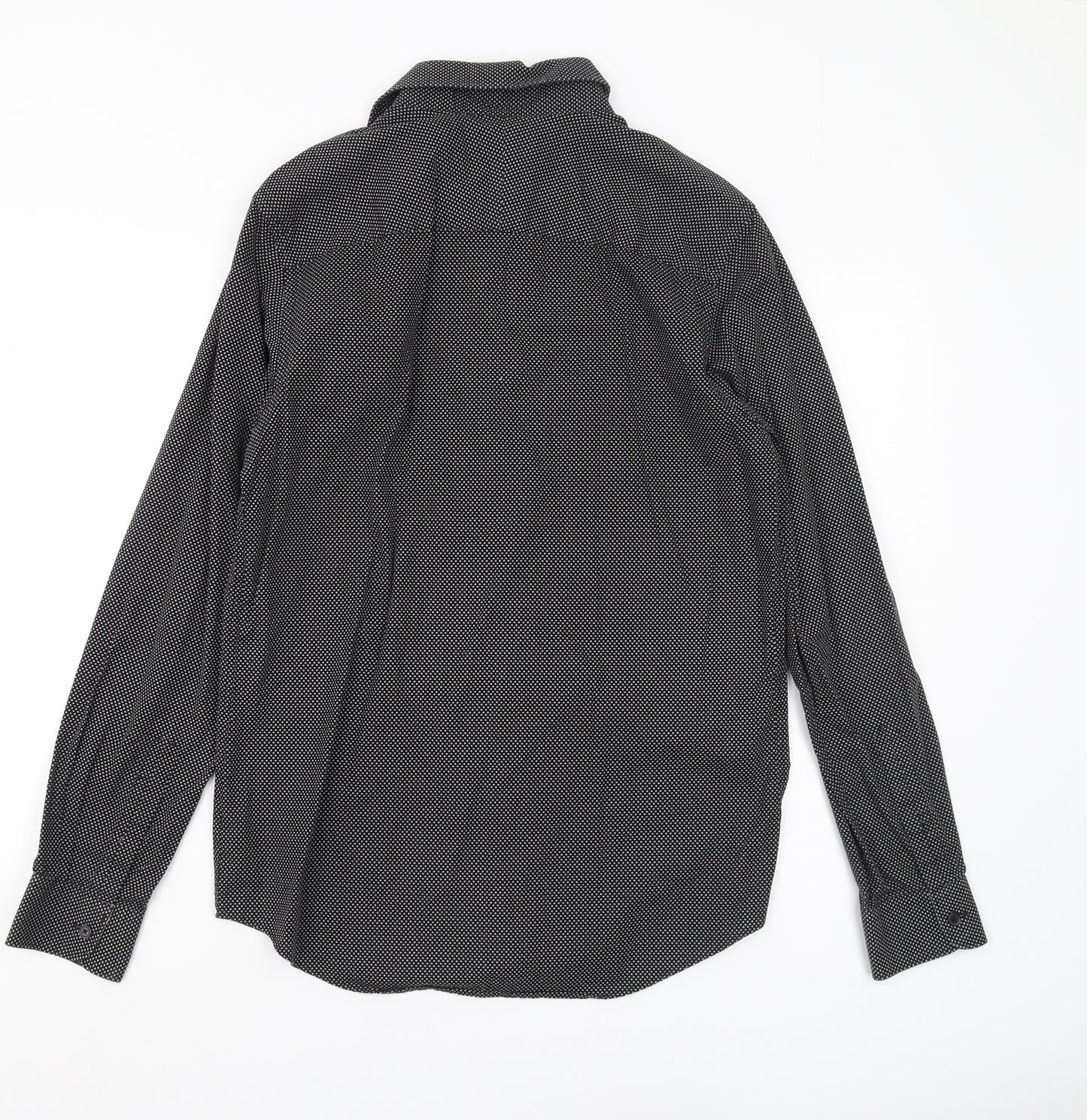 Jeff Banks Men's Black Geometric Shirt, S, Regular Fit