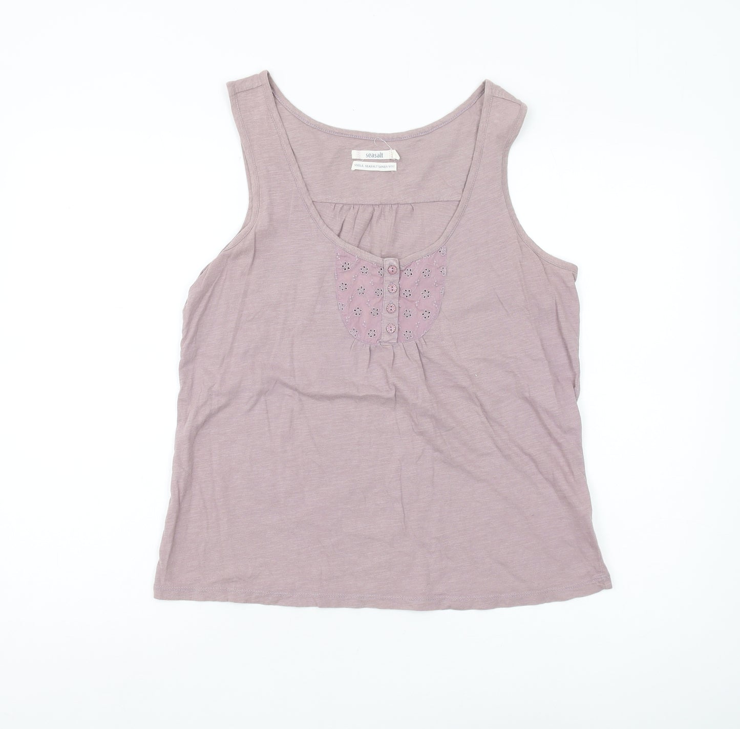 Seasalt Women's Purple Tank Top, Size 12, Cotton, Scoop Neck