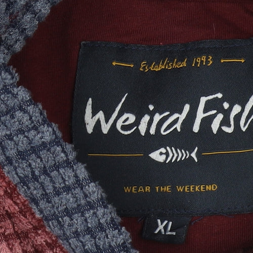 Weird Fish Men's XL Red 1/2 Zip Sweatshirt, Knit High Neck