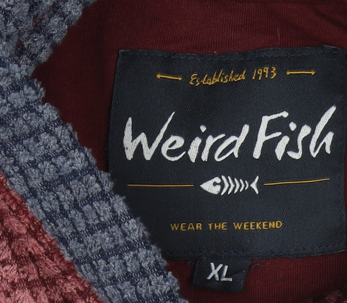 Weird Fish Men's XL Red 1/2 Zip Sweatshirt, Knit High Neck