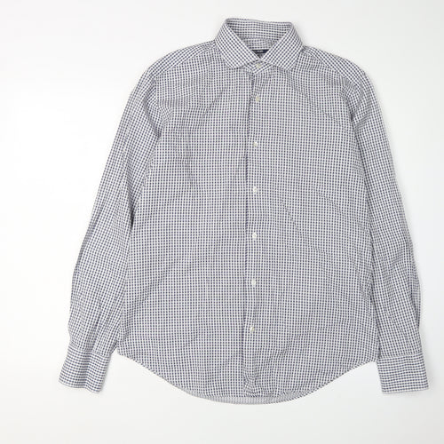 Pal Zileri Men's Blue Check Cotton Shirt Size 40