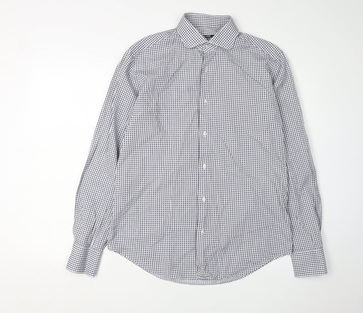 Pal Zileri Men's Blue Check Cotton Shirt Size 40