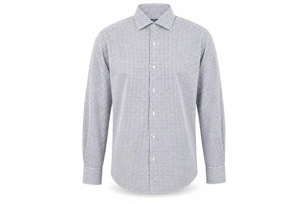 Front view of Pal Zileri Men's Blue Check Cotton Shirt, size 40
