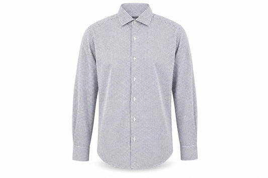 Front view of Pal Zileri Men's Blue Check Cotton Shirt, size 40