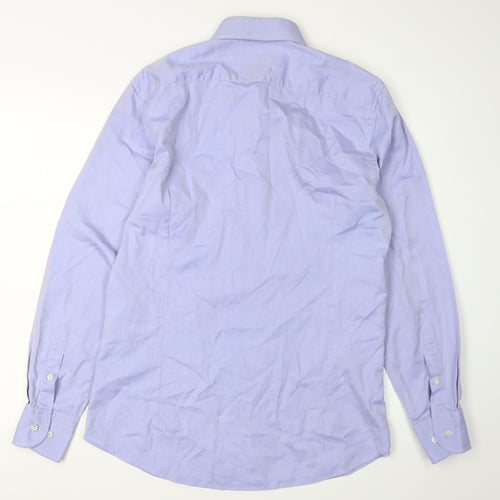 Massimo Dutti Men's Blue Slim Fit Dress Shirt 41 Long Sleeve