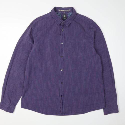 White Stuff Men's XL Purple Striped Button-Up Shirt