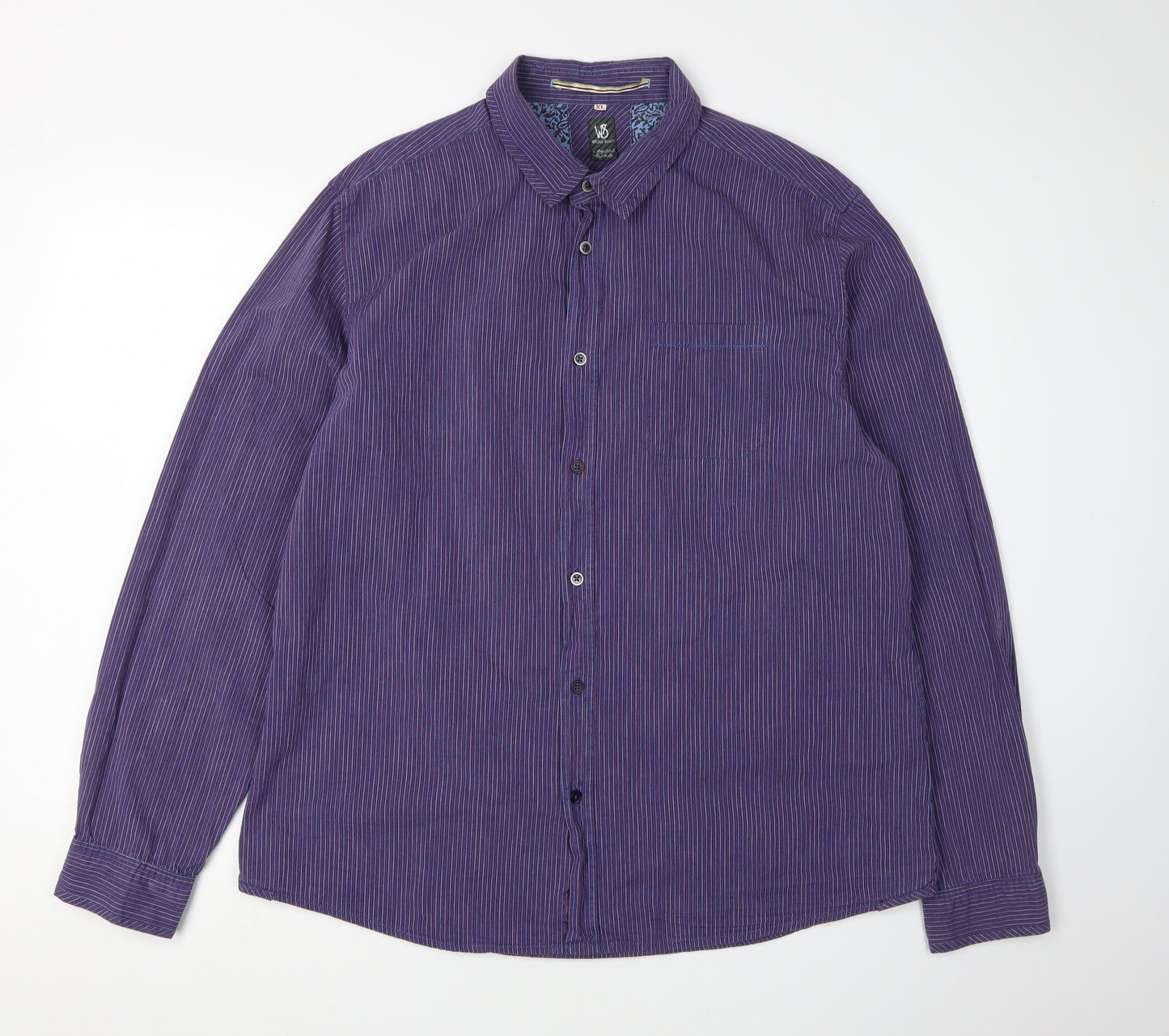 White Stuff Men's XL Purple Striped Button-Up Shirt