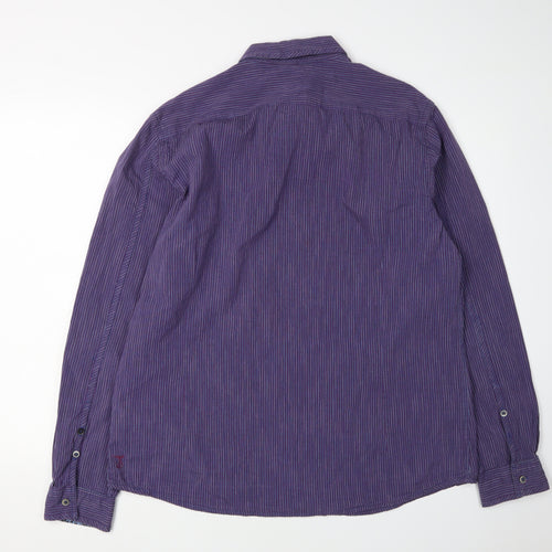 White Stuff Men's XL Purple Striped Button-Up Shirt