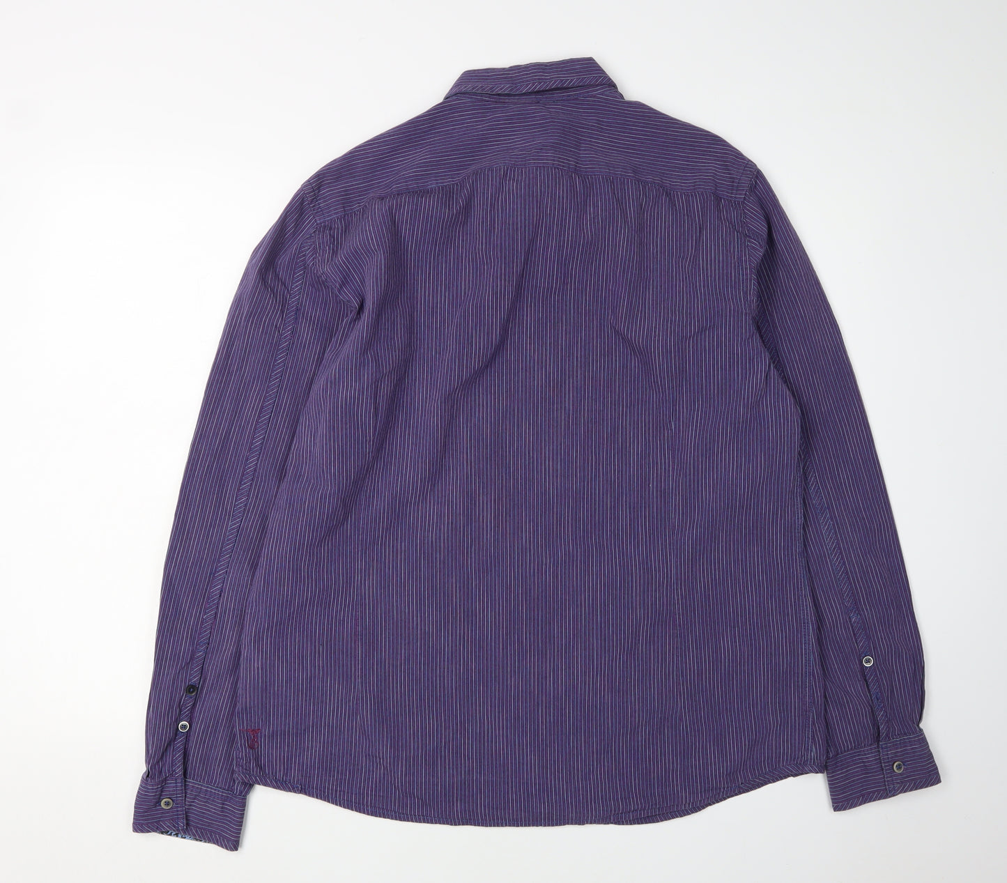 White Stuff Men's XL Purple Striped Button-Up Shirt
