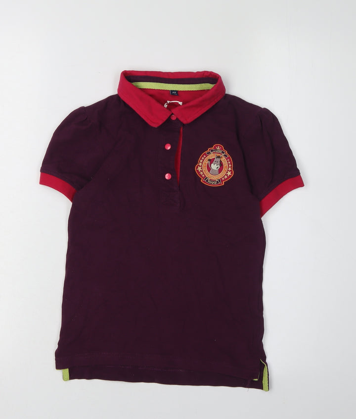 Toggi Girls Purple Polo Shirt 9-10 Years Collared Embroidered