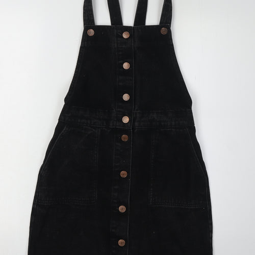 Monki Women's Black Corduroy Pinafore Dress XS