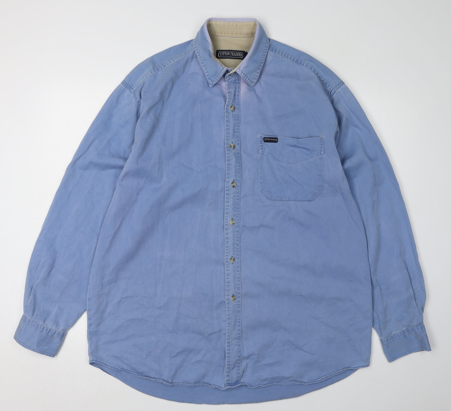 Cotton Traders Men's Blue Long Sleeve Shirt M