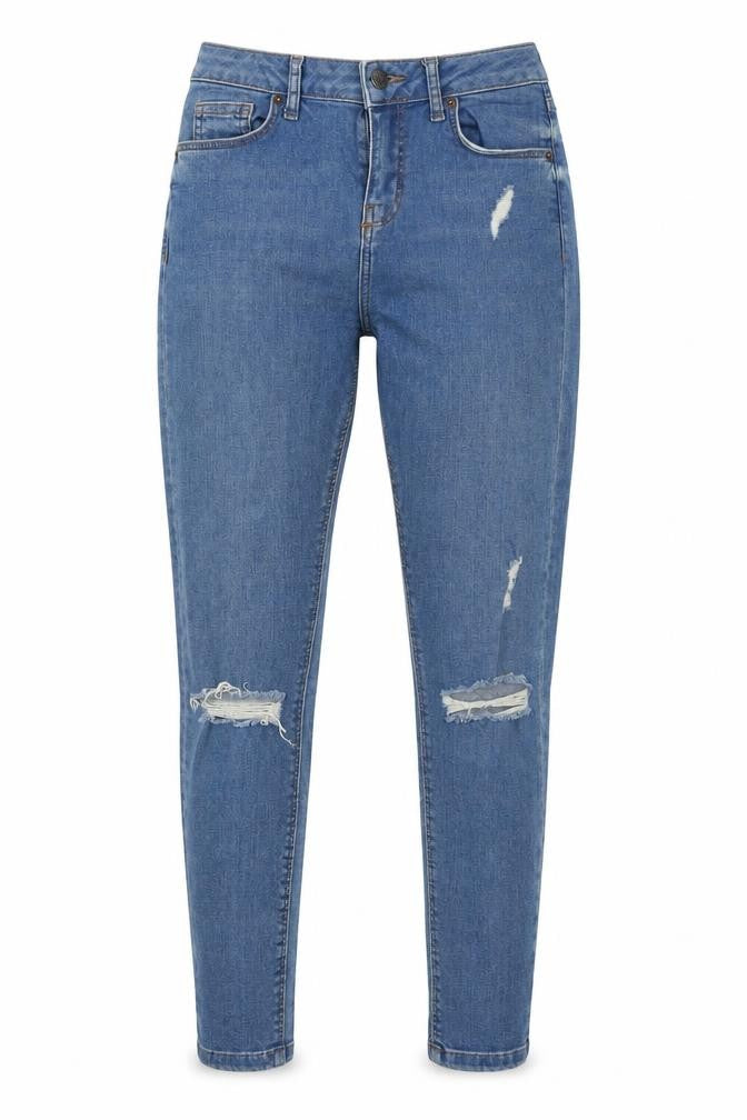 Topshop Women’s Blue Distressed Skinny Jeans, Size 8