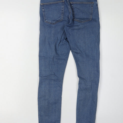 Topshop Women’s Blue Distressed Skinny Jeans, Size 8