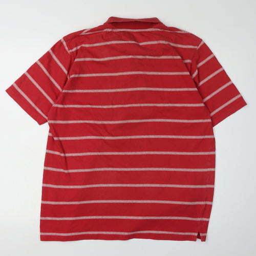 James Pringle Men's Red Striped Polo - Size L Golf Shirt