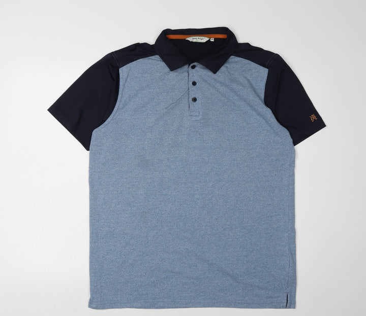 James Pringle Men's Blue Polo Shirt M - Short Sleeves Golf Wear
