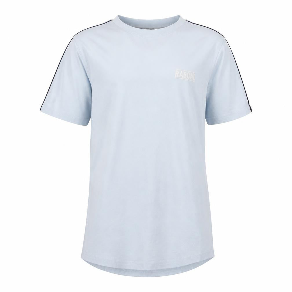 Front view of Rascal boys’ blue t-shirt l jersey solid casual style