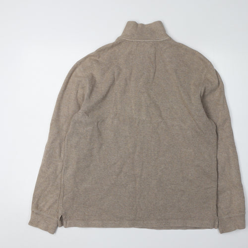 Ralph Lauren Beige Men's 1/4 Zip Sweatshirt M, Elegant & Warm