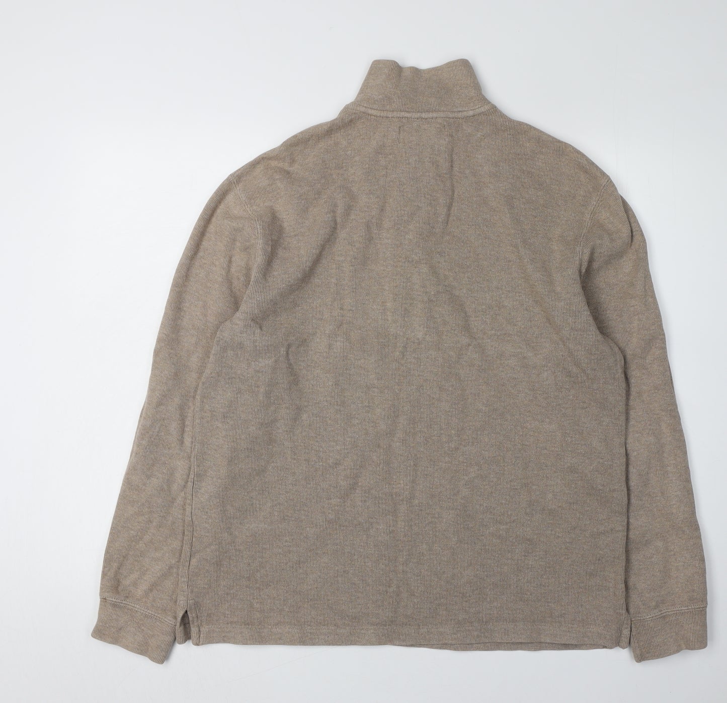 Ralph Lauren Beige Men's 1/4 Zip Sweatshirt M, Elegant & Warm