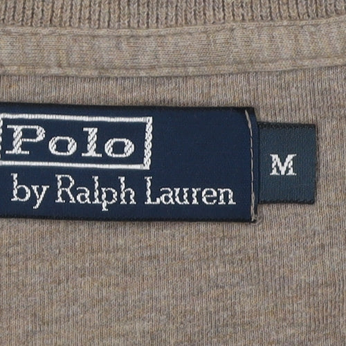 Ralph Lauren Beige Men's 1/4 Zip Sweatshirt M, Elegant & Warm