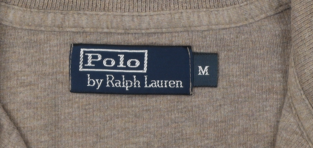 Ralph Lauren Beige Men's 1/4 Zip Sweatshirt M, Elegant & Warm