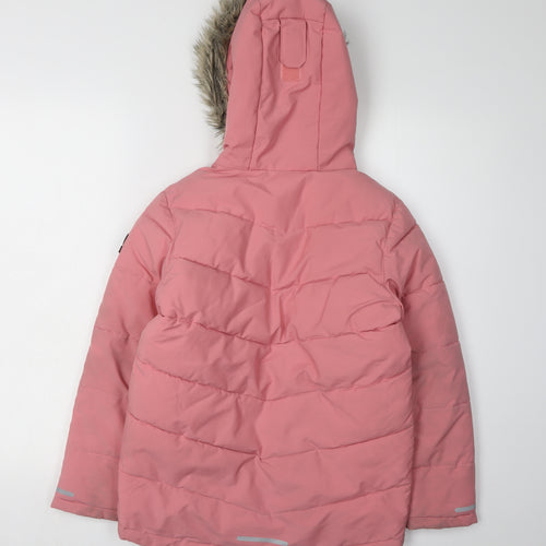 TOG24 Girls Pink Puffer Jacket, Size 10-11, Hooded & Lined