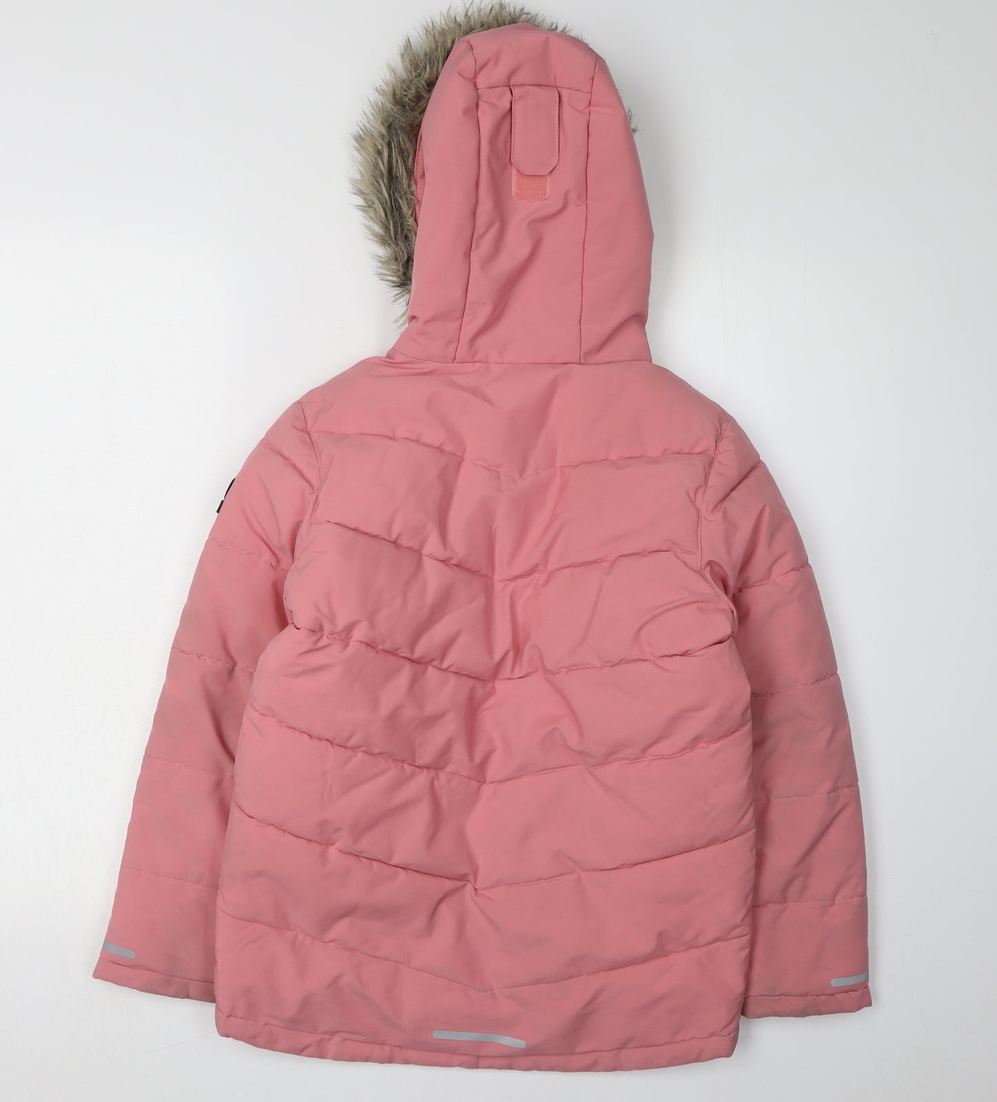 TOG24 Girls Pink Puffer Jacket, Size 10-11, Hooded & Lined