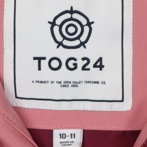 TOG24 Girls Pink Puffer Jacket, Size 10-11, Hooded & Lined