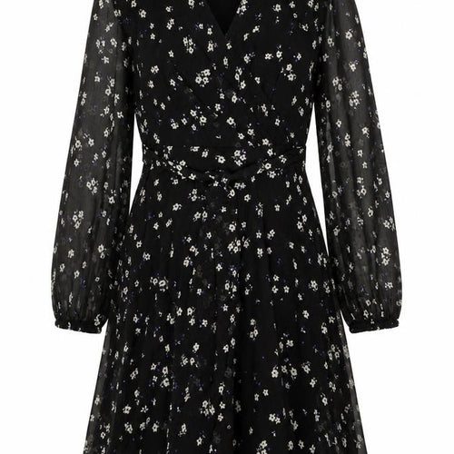 DKNY Women's Black Floral A-Line Dress, Size 8