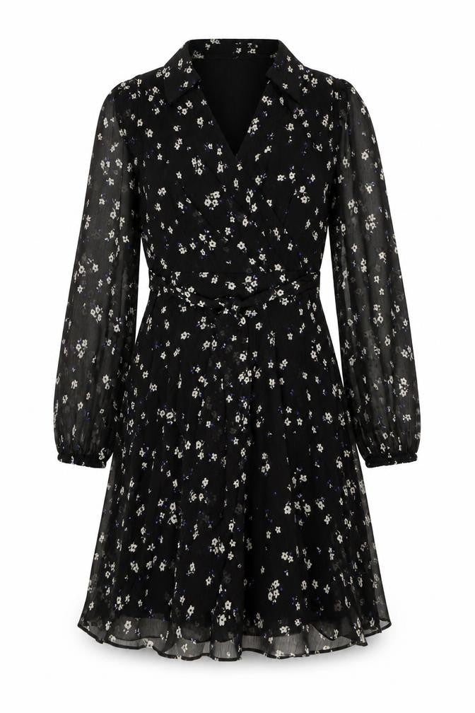 DKNY Women's Black Floral A-Line Dress, Size 8