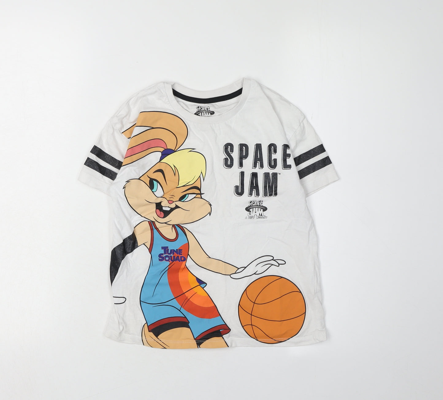 Space Jam Girls White T-Shirt 6-7 Years Graphic Print