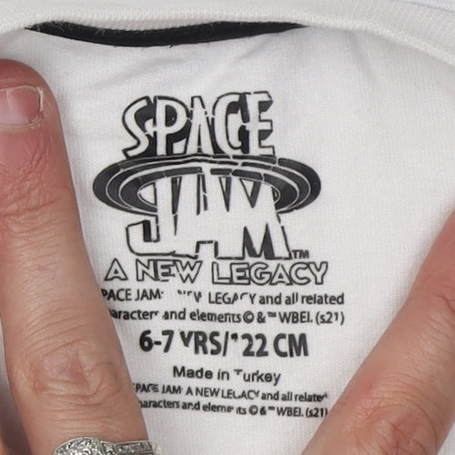 Space Jam Girls White T-Shirt 6-7 Years Graphic Print