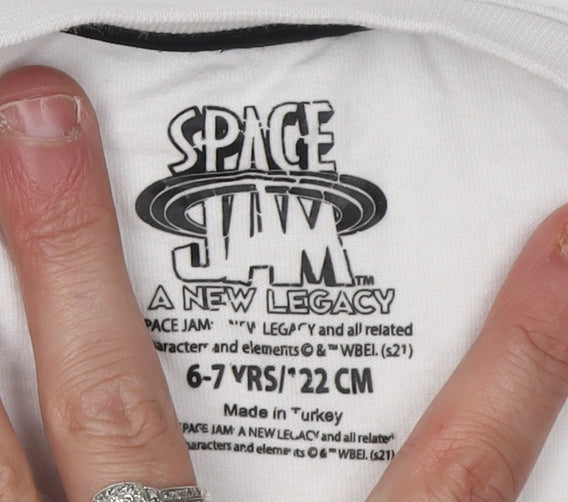 Space Jam Girls White T-Shirt 6-7 Years Graphic Print