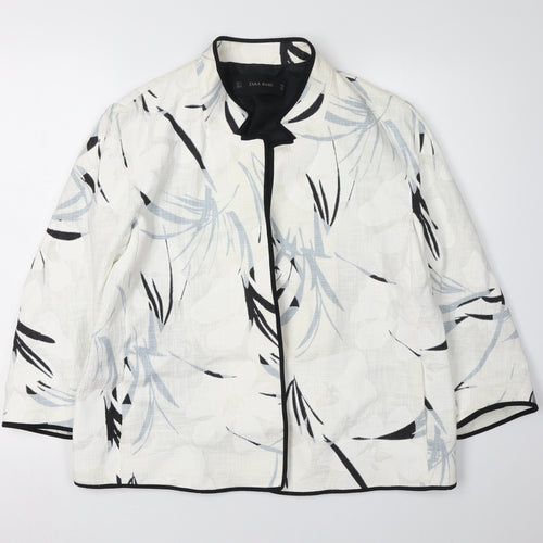 Zara Basic Women's White Floral Blazer Jacket