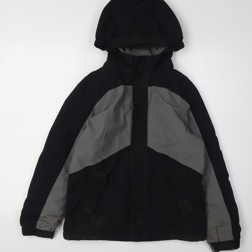 Lands' End Boys Black Ski Jacket 10-11 Years Winter Hooded