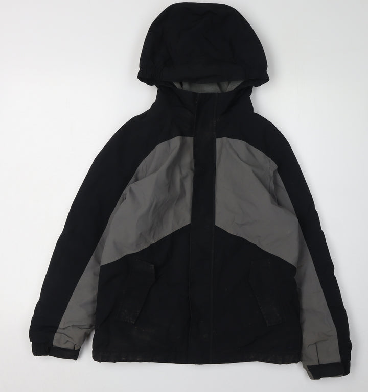 Lands' End Boys Black Ski Jacket 10-11 Years Winter Hooded