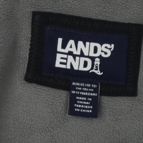Lands' End Boys Black Ski Jacket 10-11 Years Winter Hooded