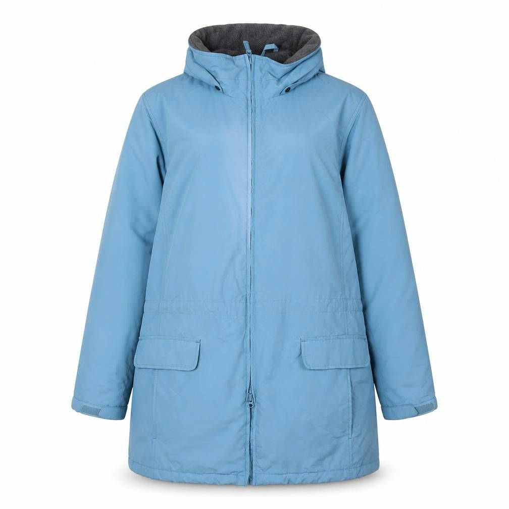 Front view of Lands' End Women's Blue Plus Size Parka Coat