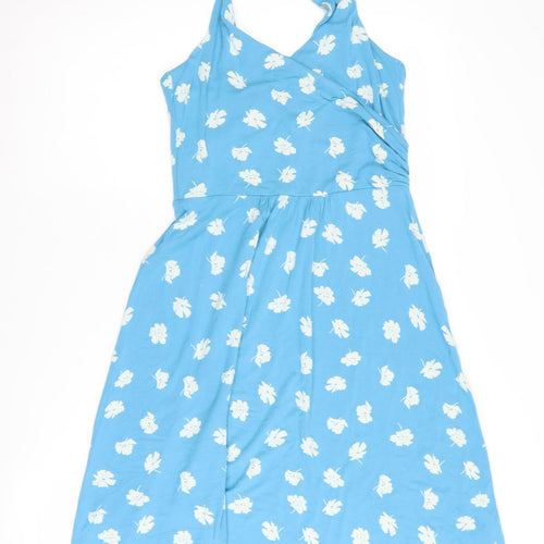 Boden Women's Blue Floral Wrap Dress, Size 10, Summer Ready