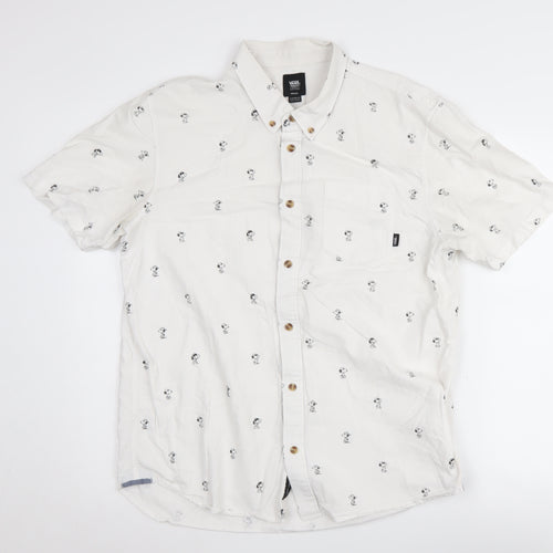 Vans Mens White Snoopy Shirt Medium Classic Fit