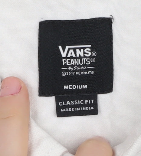 Vans Mens White Snoopy Shirt Medium Classic Fit
