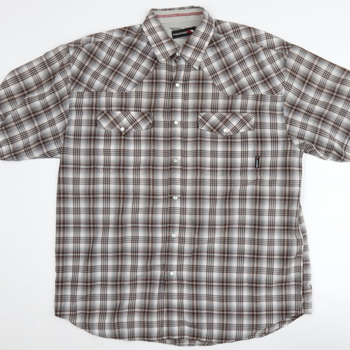 Trespass Men's Brown Check Regular Fit Button-Up Shirt