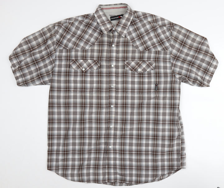 Trespass Men's Brown Check Regular Fit Button-Up Shirt